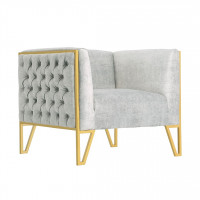 Manhattan Comfort AC054-GY Vector Grey and Gold Velvet Accent Chair